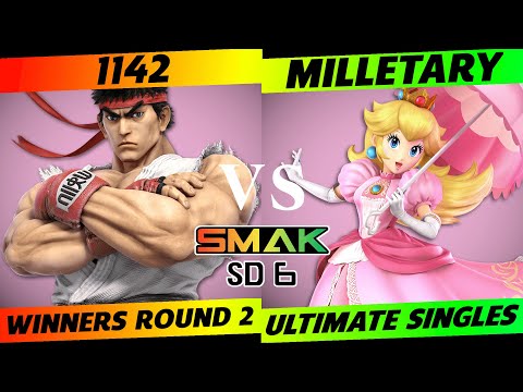 SMAK-SD6 Winners Round 2 - 1142 (Ryu) vs. Milletary (Peach) - SSBU