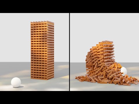 Over 1000+ Keva Plank Tower Destruction and Demolition | Blender + Bullet Physics Simulation