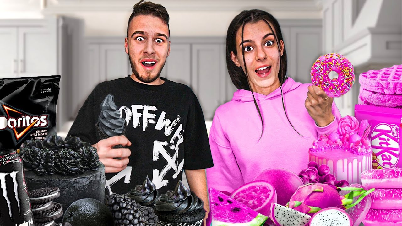 Eating Only Pink & Black Food for 24 HOURS! *With Mitzuu*