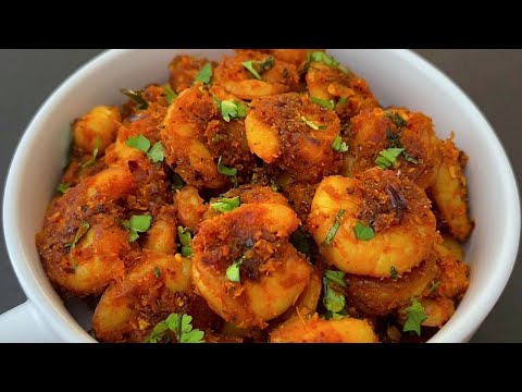 Prawn/Shrimp Coconut Fry Recipe | Coconut Prawn Stir Fry | South Indian Prawn Fry Recipe