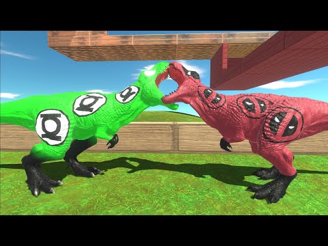 GREEN LANTERN T REX SHORT DEATH FALL - Animal Revolt Battle Simulator Death Run