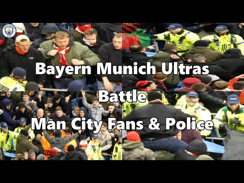 Insane Scenes as FC Bayern Munchen Ultras Confront City Fans  - Manchester City 3 - Bayern Munich 0