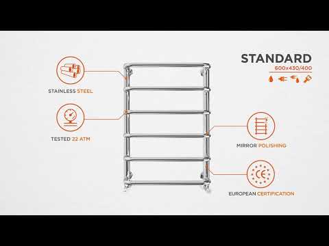 Водяна рушникосушарка Mario Стандарт 1.1.0202.01.P (4820111350384, 600x430, хром/сатин/білий глянець/чорний матовий/золото/бронза)