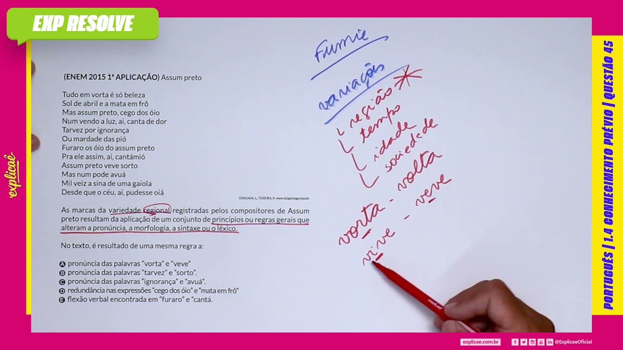 ASSUM PRETO TUDO EM VORTA É SÓ BELEZA SOL DE ABRIL E A MATA EM FRÔ MAS (...) | CONHECIMENTO PRÉVIO