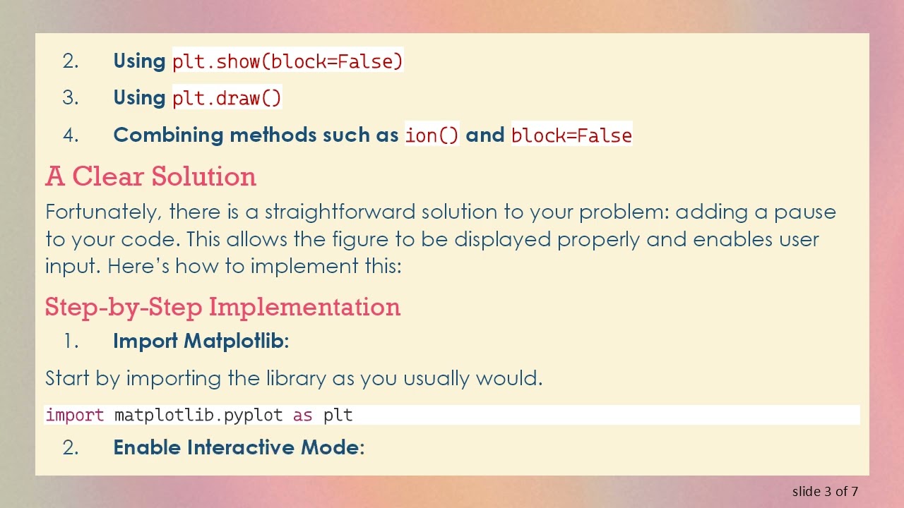 How to Solve the Interactive Mode Issue in Matplotlib