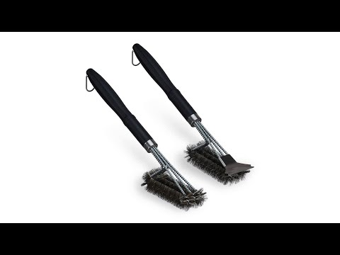 Grillbürste Edelstahl 2er Set Schwarz - Silber - Metall - Kunststoff - 45 x 20 x 7 cm