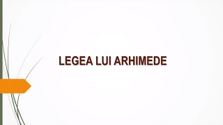 Legea lui Arhimede