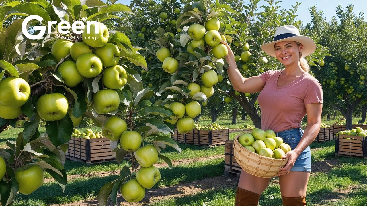 🍏 How US Farmers Grow and Harvest Millions of Tons of Green Apples | Agriculture Technology