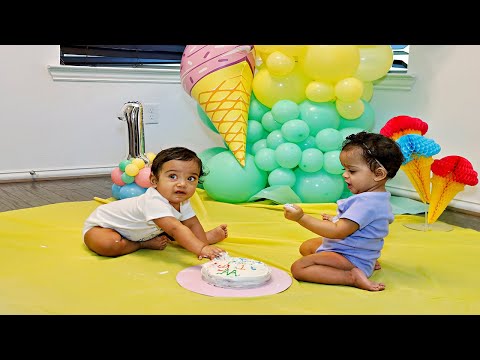 Aarya & Avish's 1st Birthday | Cake Smash | Cute Twin Babies Birthday & Cake Smash Video| Highlights