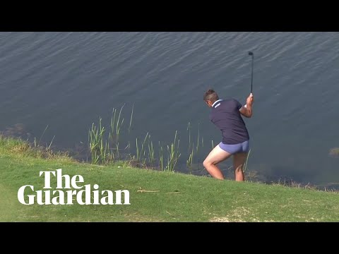 Portugal Masters golfer plays water shot in underwear