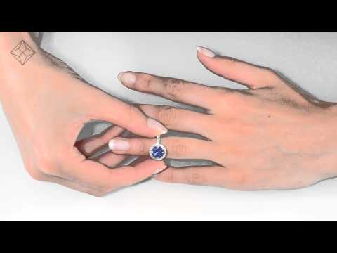 FT64 - Stunning 0.84ct Diamond 1.60ct Sapphire and 18K White Gold Cluster Ring