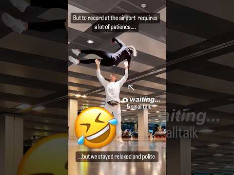 🤣 They just don’t get it: Filming chaos 🤦‍♂️#acrobatics #funny #couple #airport #crazy #zurich