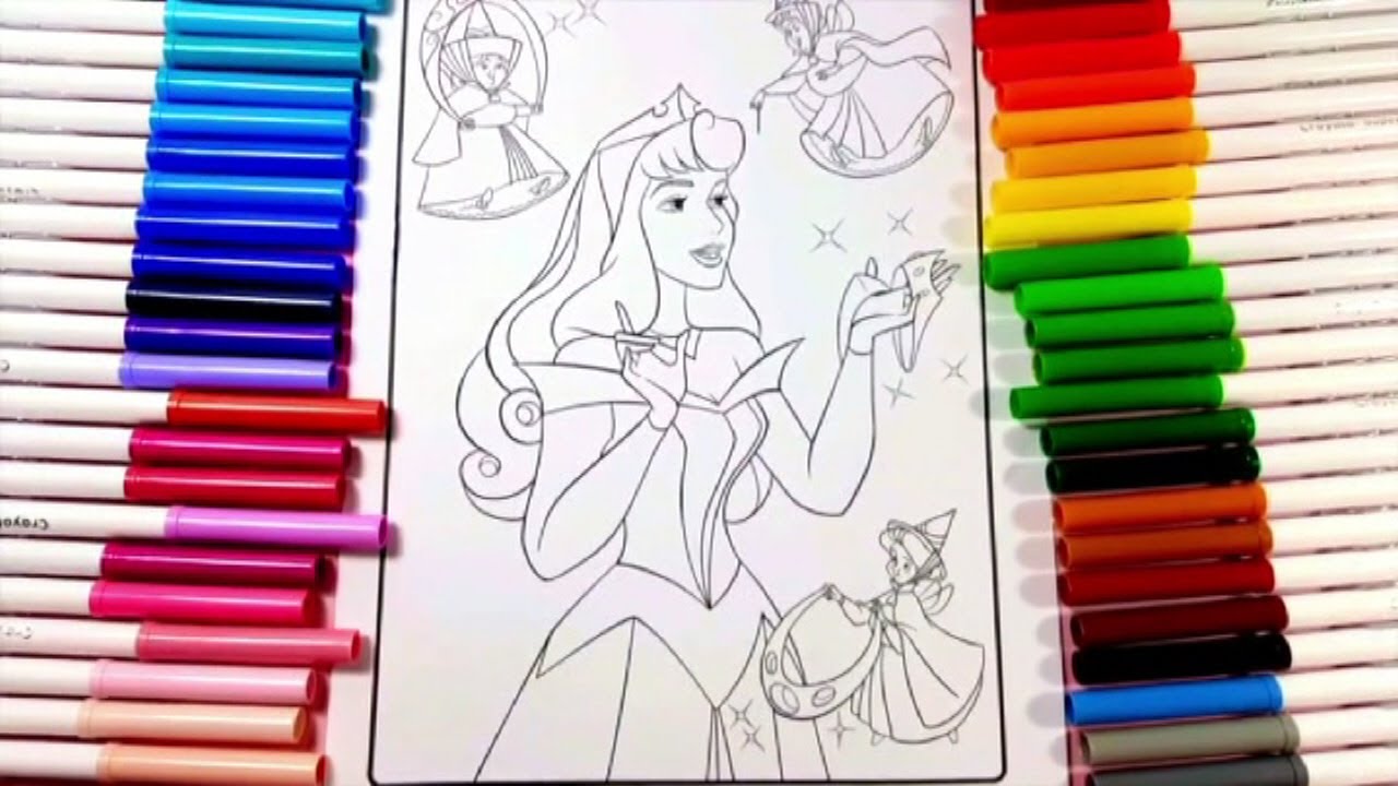 COLORINDO DESENHO BELA ADORMECIDA PARA PINTAR E COLORIR PINTURAS DE LAPIS DE COR PARA CRIANÇAS