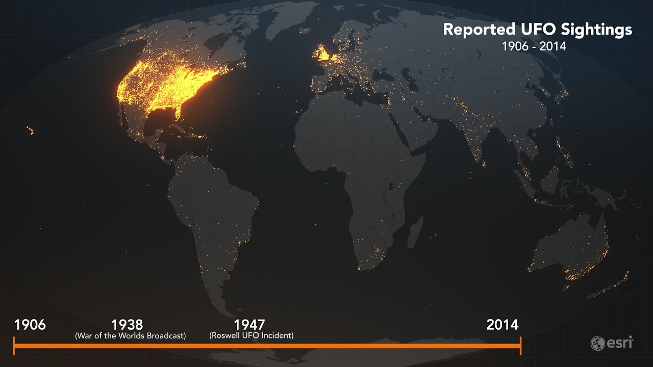 Animated Maps: A Century of UFO Sightings