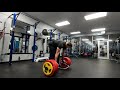 415x5, 465x3 trap bar, touch and go, slower eccentric.