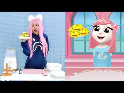 Imitate Angela to Make Super Delicious Cakes - My Talking Angela 2 Real Life Part 36 Catch Trend
