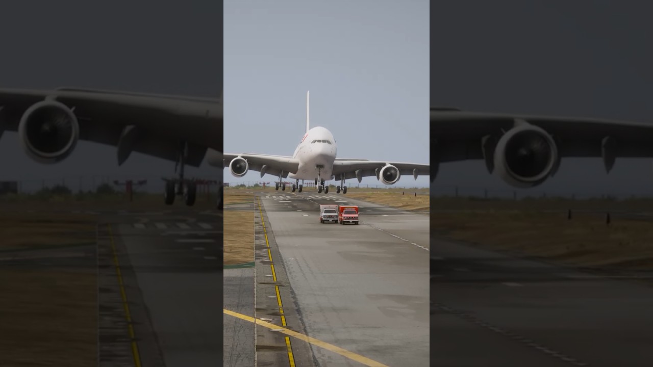 Airbus A380 Landing Interrupted by Ambulance on Runway