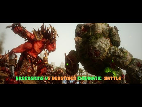 TOTAL WAR WARHAMMER II SHORT CINEMATIC BATTLE: Greenskins VS Beastmen!!