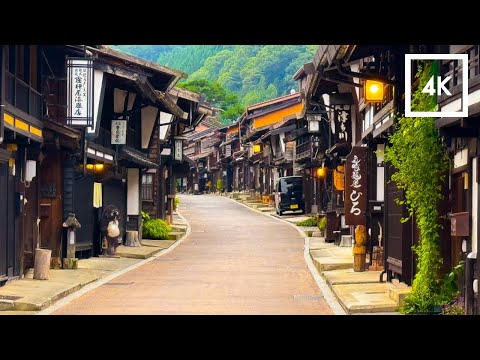 Quiet Morning Walk at Old Japanese Town // Nakasendo Narai-juku 4K HDR