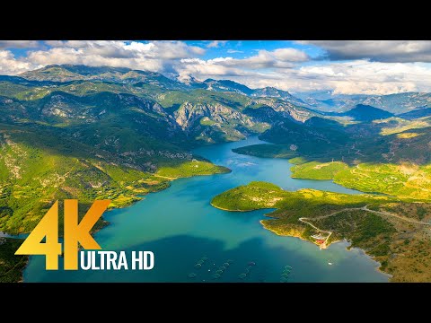Albania Aerial 4K - Bird Eye View of Komani Lake - 4 HOUR Ambient Drone Film