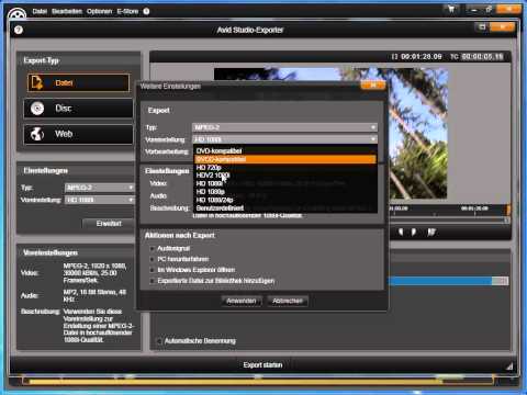 Datei Export in Avid studio und Pinnacle Studio