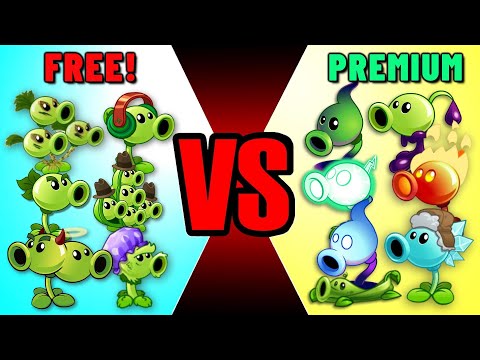 PVZ 2 Special "FREE vs PREMIUM' of PEASHOOTER Plants - Who Will Win?