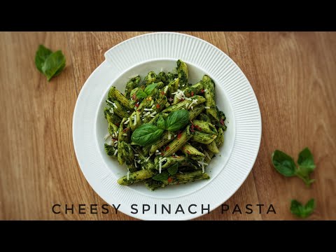 Cheesy spinach pasta || Palak pasta #greenpasta