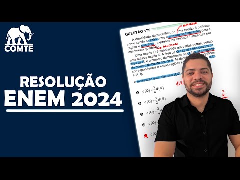 Questão 175 | Prova Verde ENEM 2024 | A densidade demográfica de uma região é definida como sendo