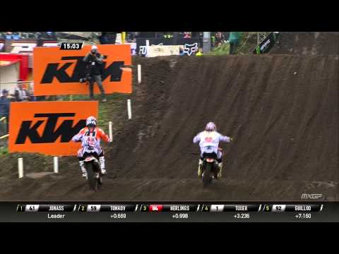 Jeffrey Herlings passes Pauls Jonas MXGP of Europe 2015 - motocross