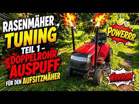 Rasenmäher Tuning Teil 1 -  Doppelrohr Auspuff für den Aufsitzmäher mit 22PS Briggs&Stratton Boxer