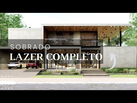 lindo projeto de sobrado com area gourmet e piscina | sua familia merece