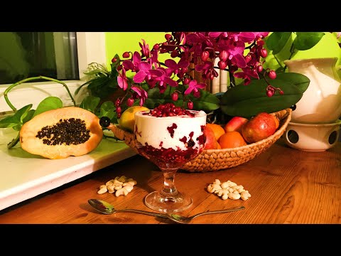 Blueberry Cherry Papaya Salad with Yogurt on Trail Mix Buckwheaty Granola ~ Take 3