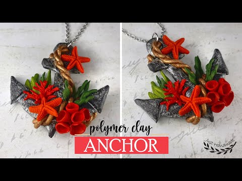 ~JustHandmade~ How to make a polymer clay ANCHOR under the sea - pendant - tutorial / DIY