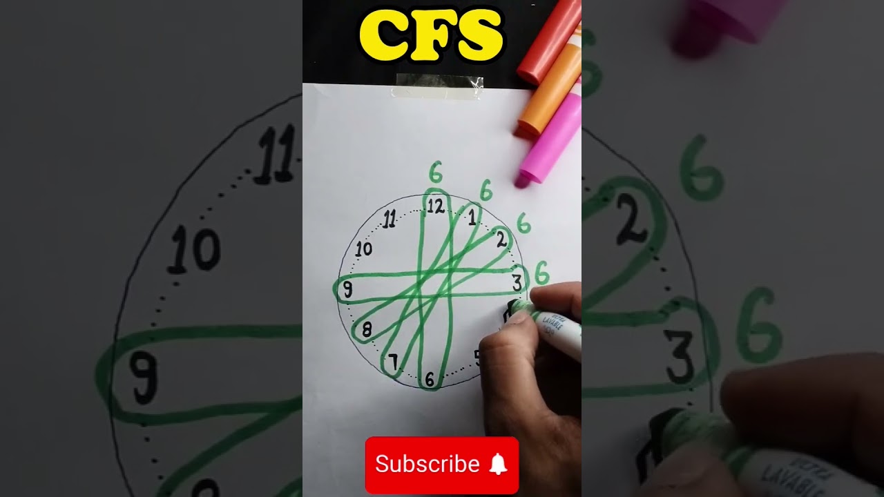 Technique 😜 Clock ( ➖ = 6) Interesting 😁 #shorts #art #drawing #magic #cfs