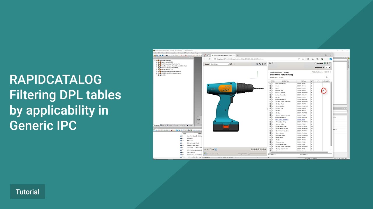 RapidCatalog Tutorial. Filtering DPL tables by applicability in Generic IPC