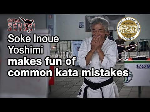 Soke Inoue Yoshimi makes fun of common kata mistakes - Seminar Italy 2013