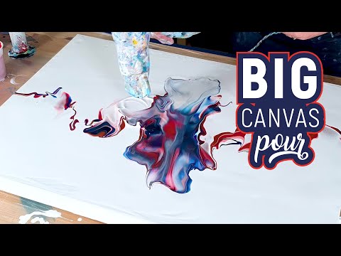 BIG Canvas Dutch Pour Technique with RED😍!! Acrylic Pouring / Fluid Painting by Rinske Douna