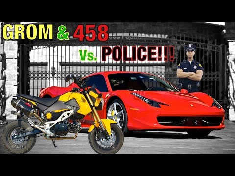 Honda Grom and 458 italia vs POLICE