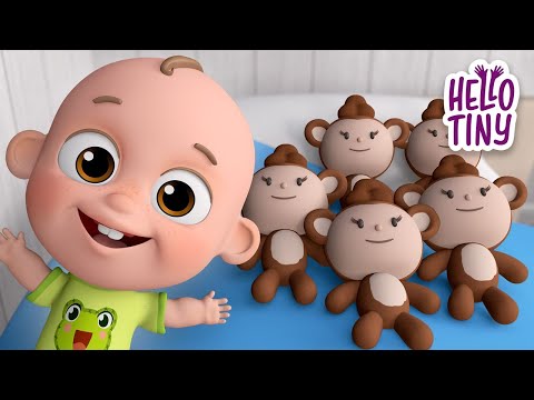 Five Little Monkeys | Nursery Rhymes & Kids Songs | Hello Tiny English