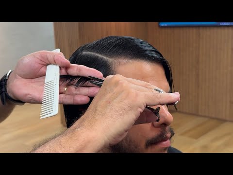 How to do a social cut with scissors, with parting and highlights