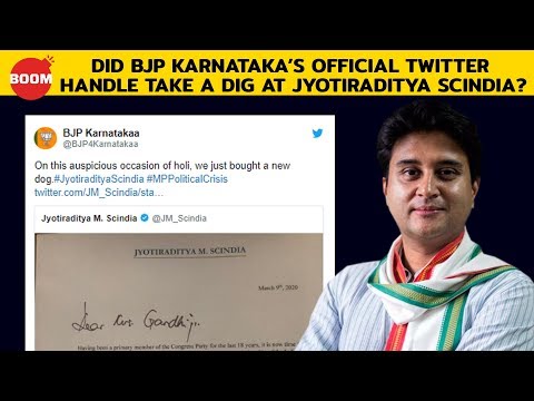 Did BJP Karnataka’s Official Twitter Handle Take A Dig At Jyotiraditya Scindia?
