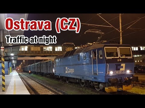 Rail traffic at night - Ostrava, Czech Republic
