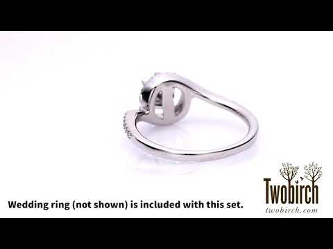 Fancy Bypass Halo Engagement Ring Bridal Set (2 Rings) (0.92 Ct. Twt.) - TwoBirch - ST-ENG-236-WG-EH
