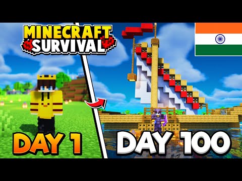 Yupp Rikshuu - I Survived 100 DAYS🔥 In Minecraft Survival!🤩 [HINDI]