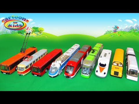 Троллейбус и Трамвай, Автобус и Поезд. Городской транспорт - игрушки машинки. Мультики для детей