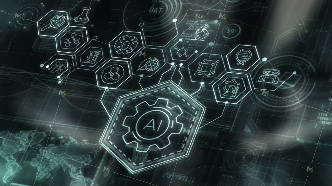 Animation of infographics about data processed by AI.