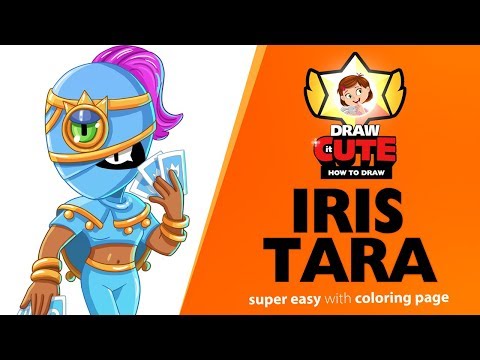 How to draw Iris Tara | Brawl Stars super easy drawing tutorial with coloring page