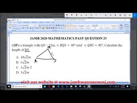 JAMB 2020 MATHEMATICS PAST QUESTION 29 Geometry
