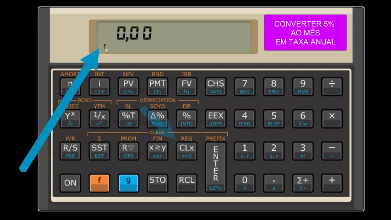 Como converter taxa de juros mensal em anual na hp12c - truque muito simples