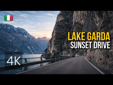 Lake Garda 4K Scenic Drive 🇮🇹 Riva del Garda to Salò | Sunset Relaxing Drive